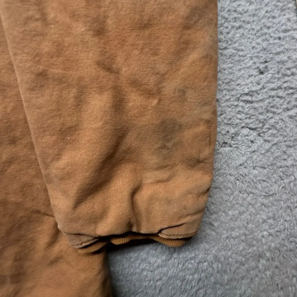 Genuine Dickies Duck Canvas Hooded Work Jacket Mens Large Brown Quilted Lined